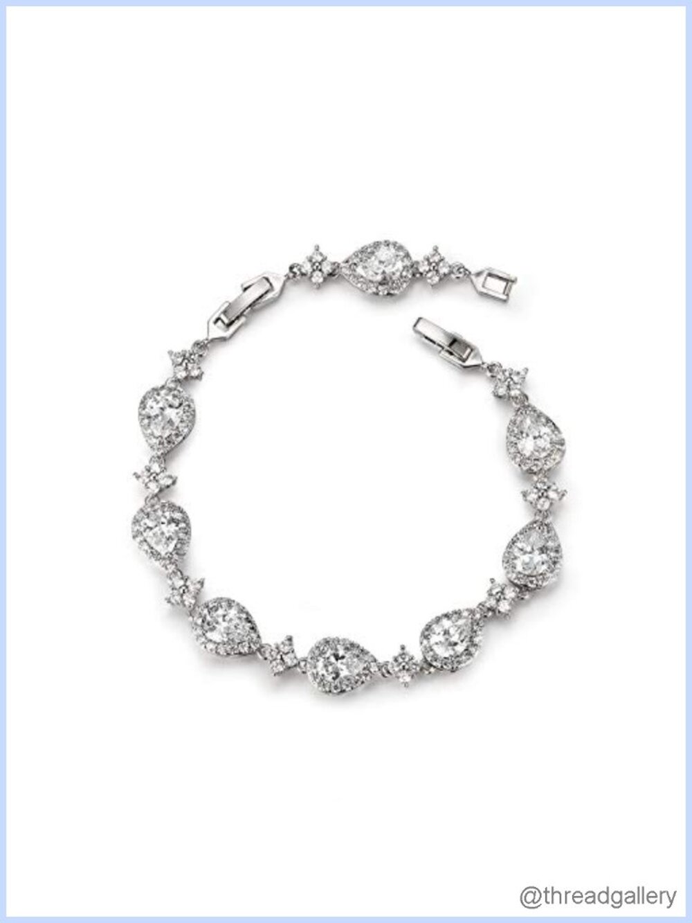 Teardrop Cubic Zirconia Wedding Bracelet for Brides & Bridesmaids Adjustable